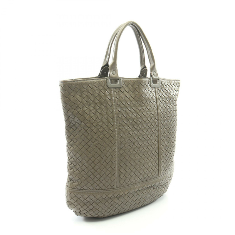 BOTTEGA VENETA Intrecciato 手提包 皮革 灰色 二手 女式-1