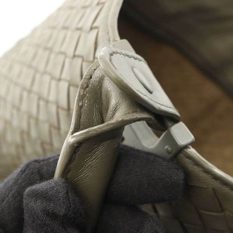 BOTTEGA VENETA Intrecciato 手提包 皮革 灰色 二手 女式-6