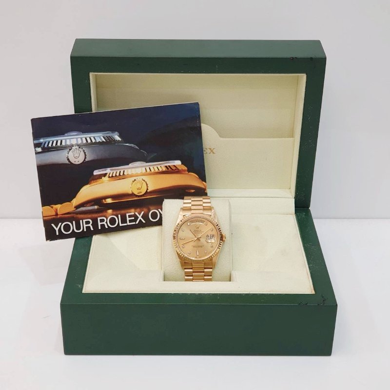 【大眾名錶】ROLEX勞力士18238 Day-Date 18K金蠔式 金色十鑽面盤 星期顯示 大眾名錶B1338-9