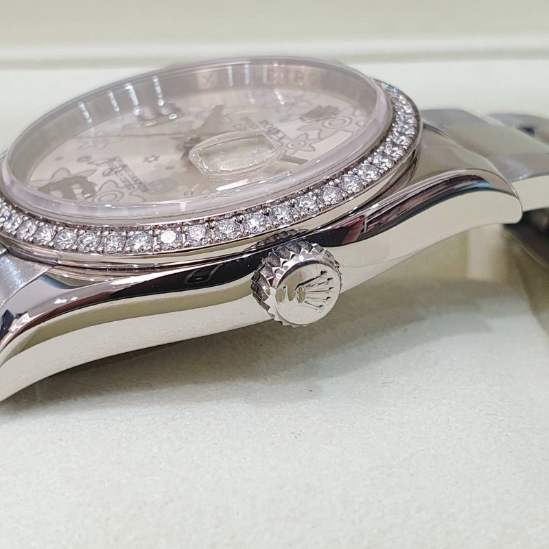 【大眾名錶】ROLEX勞力士 116244 Datejust 蠔式日誌 原廠鑽圈 銀色花朵數字面盤 大眾名錶B1339-5