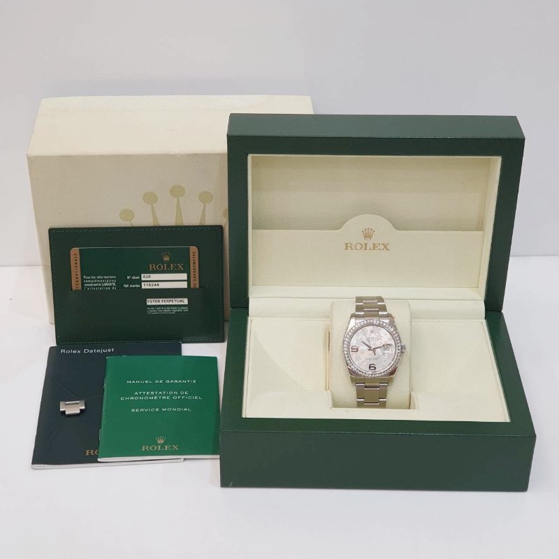 【大眾名錶】ROLEX勞力士 116244 Datejust 蠔式日誌 原廠鑽圈 銀色花朵數字面盤 大眾名錶B1339-9