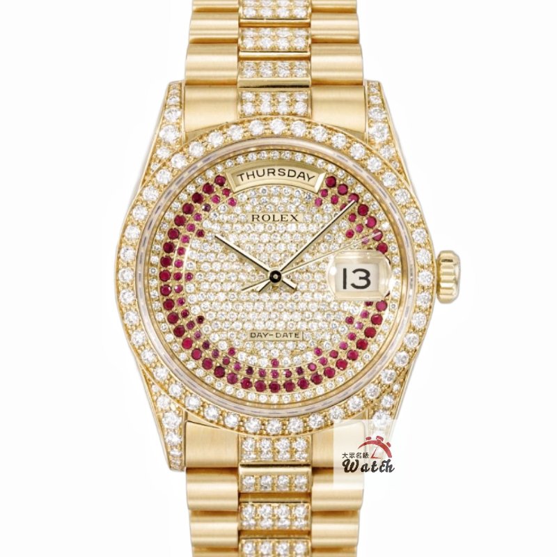 【大眾名錶】ROLEX勞力士18388 18K蠔式 頂奢稀有款 原廠鑽圈/鑽腳 原廠鑽帶8485 大眾名錶B1340-0