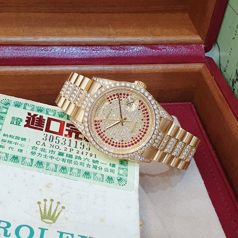 【大眾名錶】ROLEX勞力士18388 18K蠔式 頂奢稀有款 原廠鑽圈/鑽腳 原廠鑽帶8485 大眾名錶B1340-1