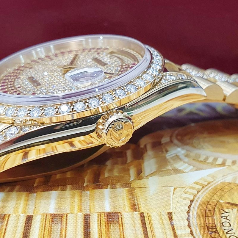 【大眾名錶】ROLEX勞力士18388 18K蠔式 頂奢稀有款 原廠鑽圈/鑽腳 原廠鑽帶8485 大眾名錶B1340-4