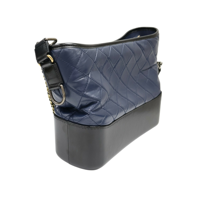 藍/黑色 菱格紋牛皮 流浪包 25 肩背包 【CHANEL 香奈兒】 A93824-1