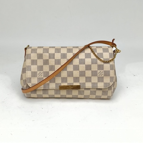 LOUIS VUITTON Favorite小號24白棋格肩背包PVC2014