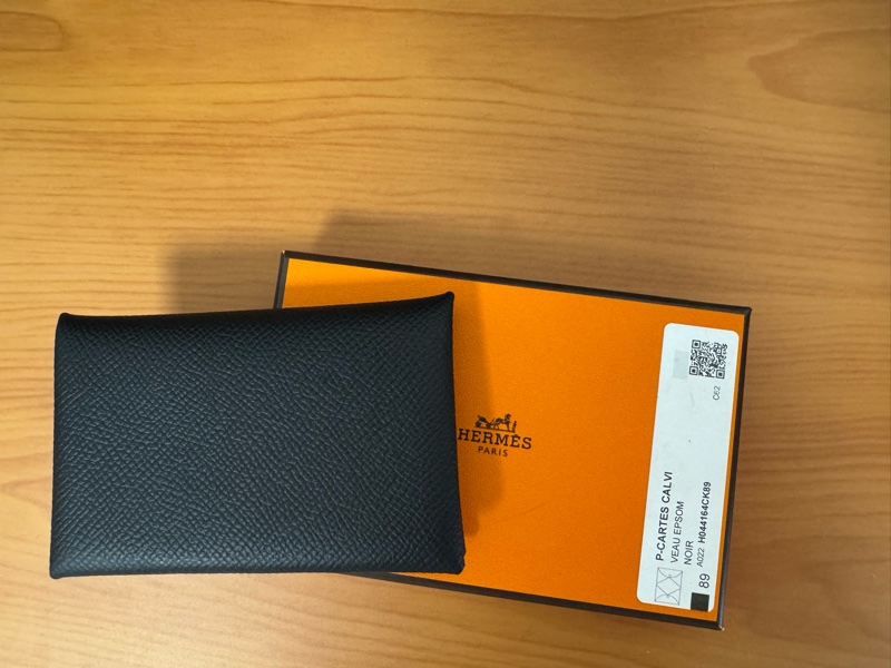 全新 愛馬仕 Hermès Calvi 黑色 Epsom 牛皮卡夾｜附盒-0