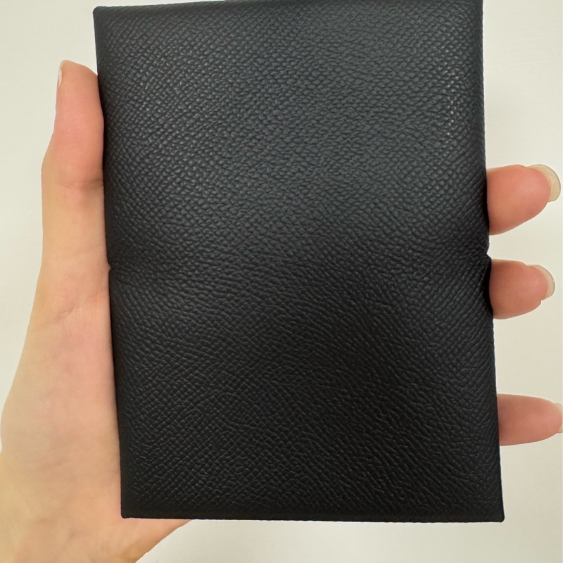 全新 愛馬仕 Hermès Calvi 黑色 Epsom 牛皮卡夾｜附盒-1