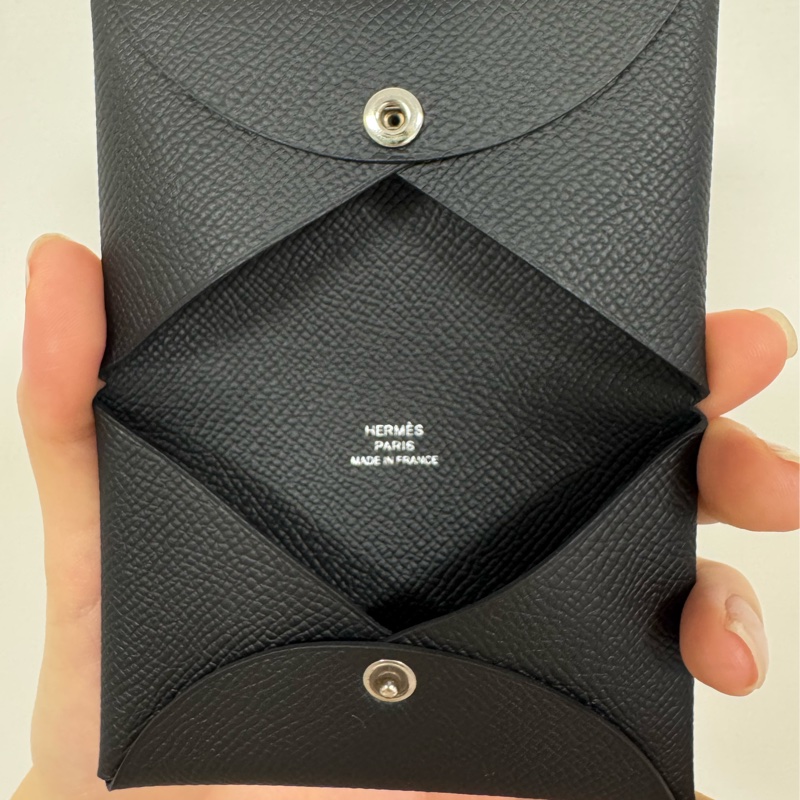 全新 愛馬仕 Hermès Calvi 黑色 Epsom 牛皮卡夾｜附盒-5