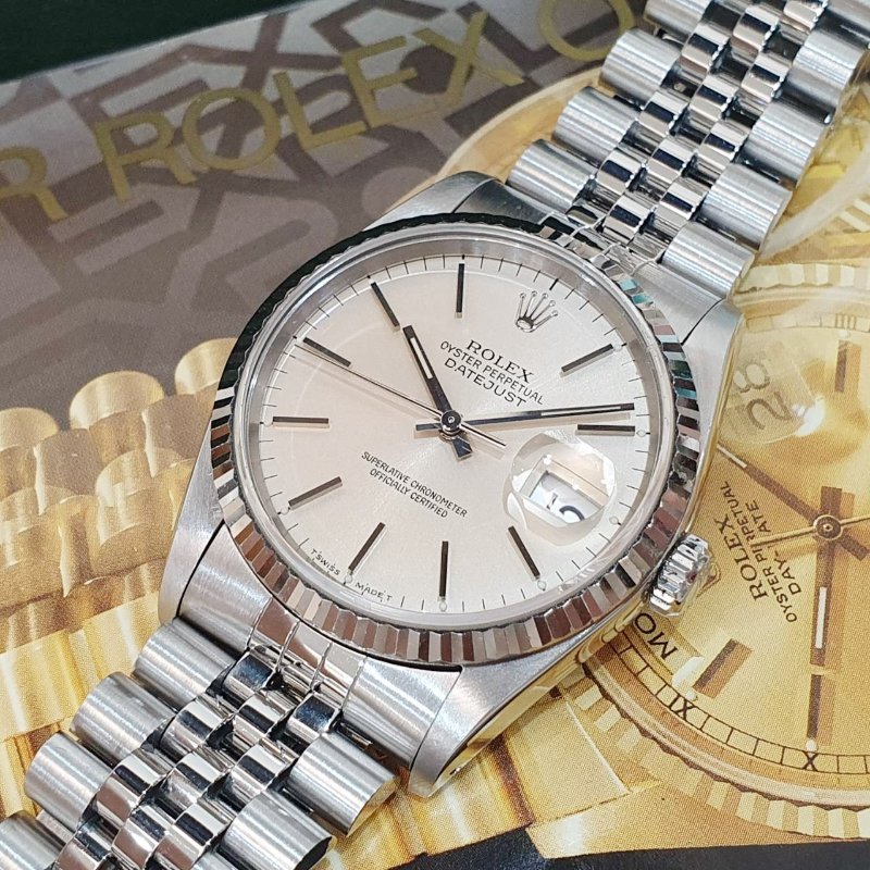 【大眾名錶】ROLEX勞力士 16014 Datejust 蠔式日誌 經典太陽圈 銀色T柱面盤 大眾名錶B1341-5