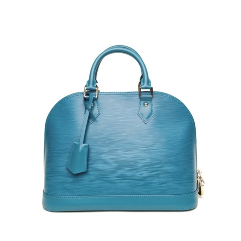 LOUIS VUITTON ALMA貝殼包小號藍色EPI水波紋牛皮肩背包2013