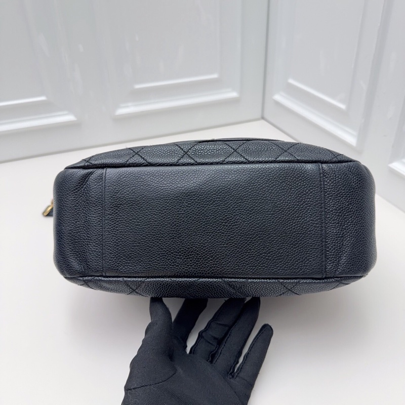 98新Chanel香奈兒黑金荔枝皮 hobo-7