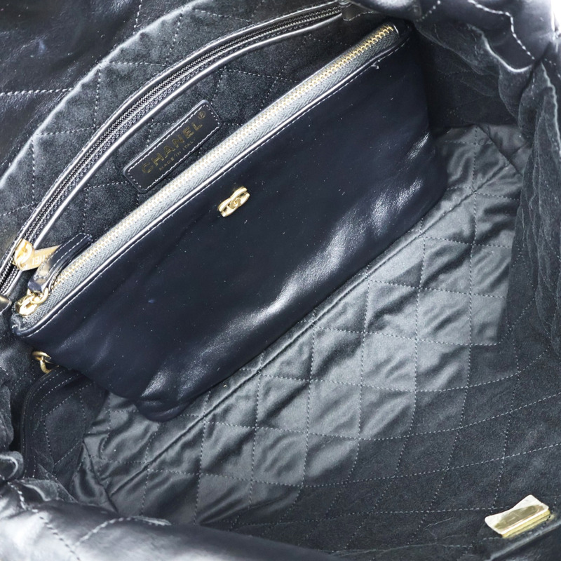 黑色 牛皮 22 中號 肩背包 金釦【CHANEL 香奈兒】 AS3260-2