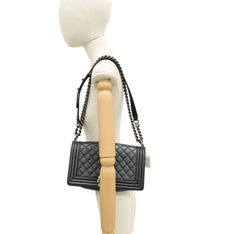 黑色 羊皮 Boy25 鍊帶 肩背包【CHANEL 香奈兒】 A67086-7