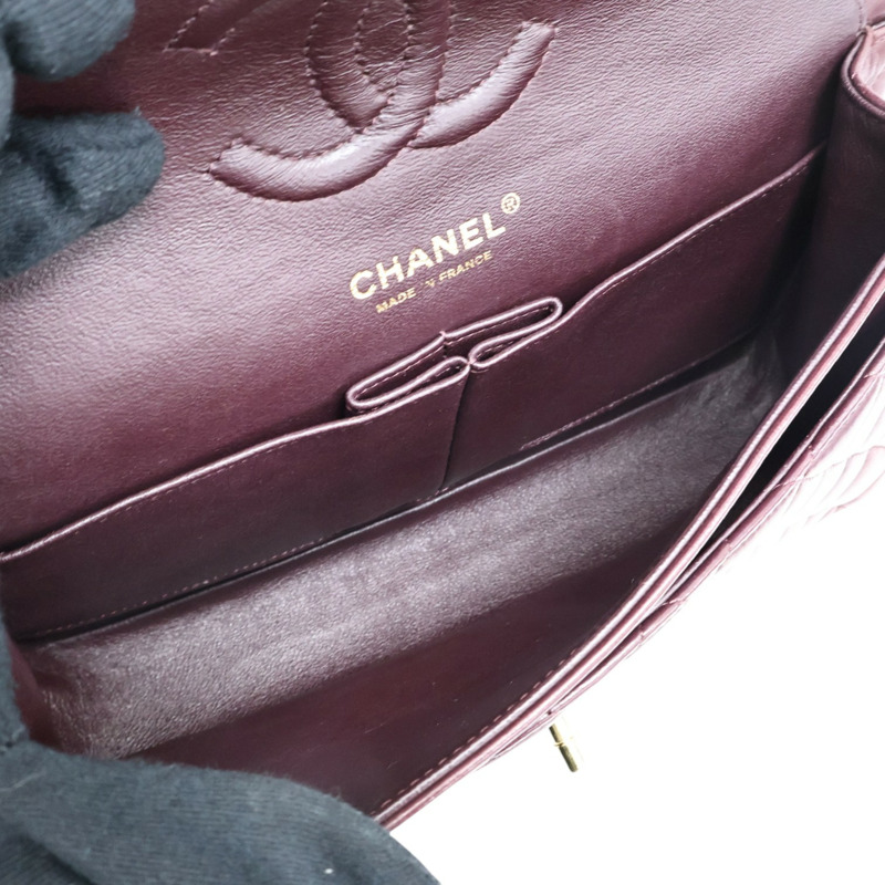酒紅色羊皮 COCO 25 鍊帶 肩背包【CHANEL 香奈兒】 A01112-2