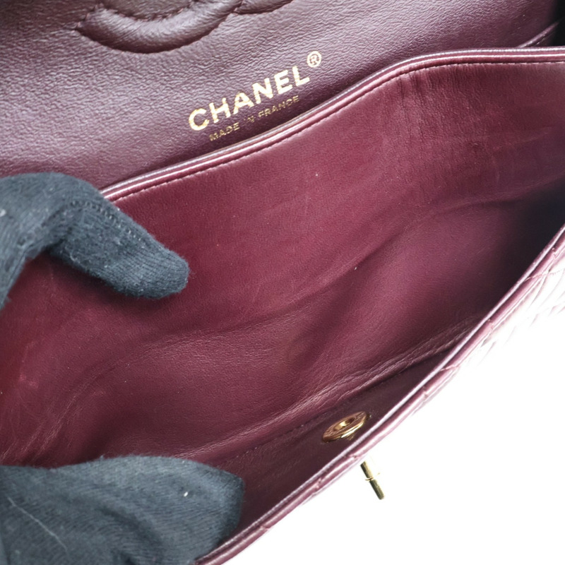 酒紅色羊皮 COCO 25 鍊帶 肩背包【CHANEL 香奈兒】 A01112-3