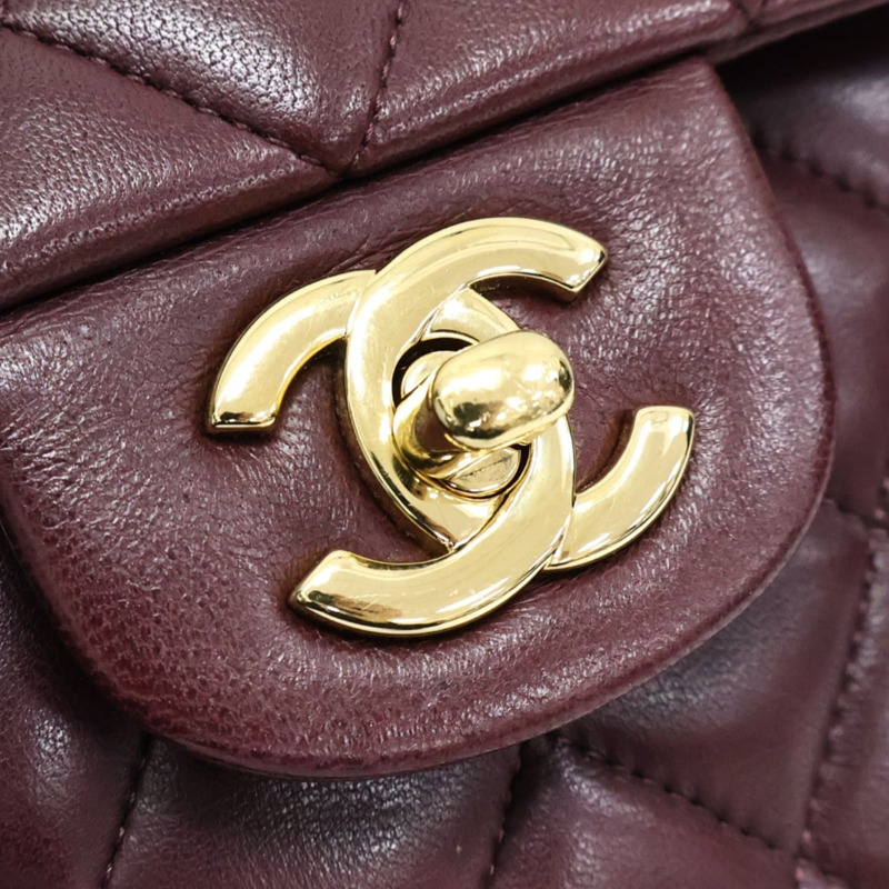 酒紅色羊皮 COCO 25 鍊帶 肩背包【CHANEL 香奈兒】 A01112-8