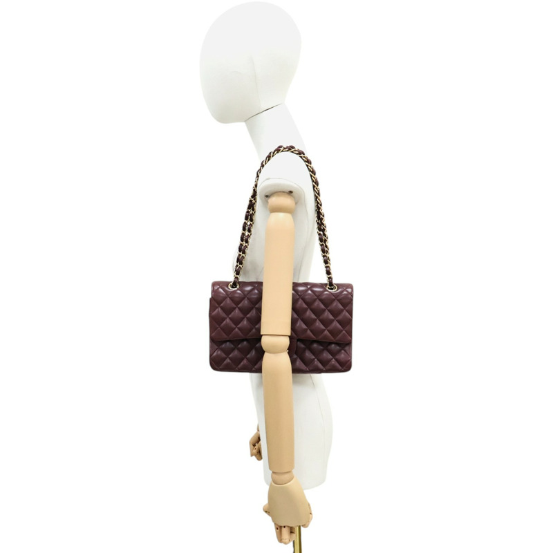 酒紅色羊皮 COCO 25 鍊帶 肩背包【CHANEL 香奈兒】 A01112-11