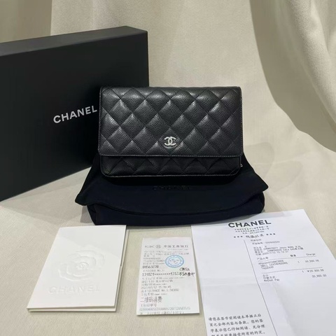 Chanel WOC黑銀鏈條包22年全套
