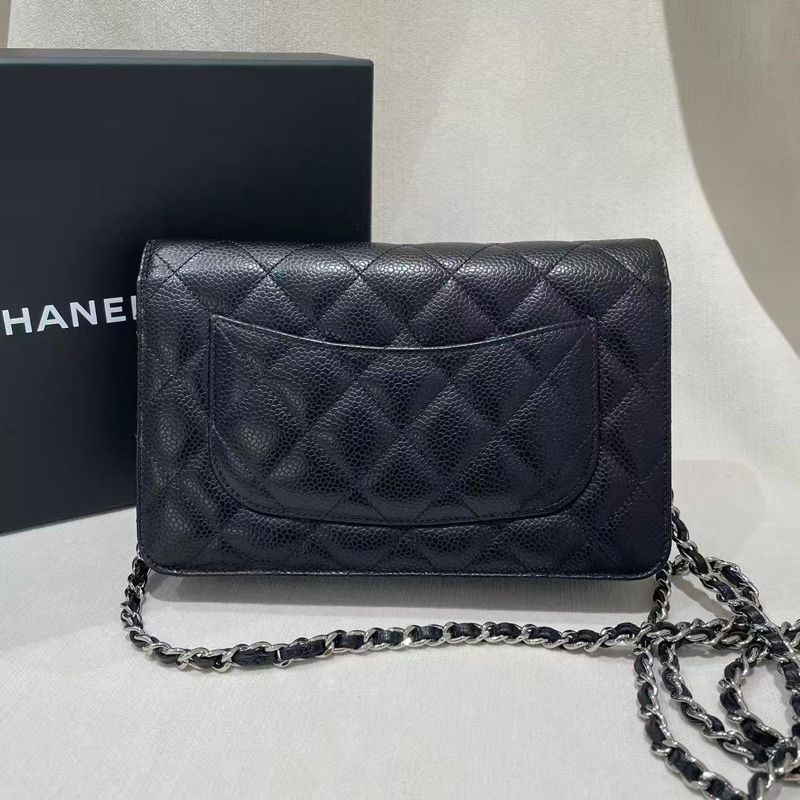Chanel WOC黑銀鏈條包22年全套-2