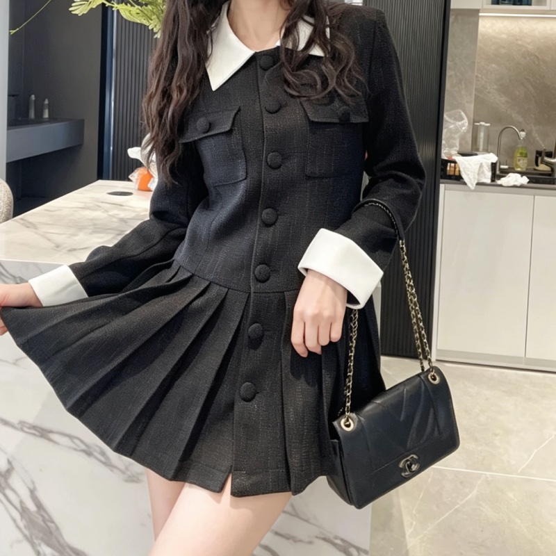CHANEL香奈兒黑金牛皮珐瑯釦雙C雙蓋翻蓋包🐕🦺好價!-3