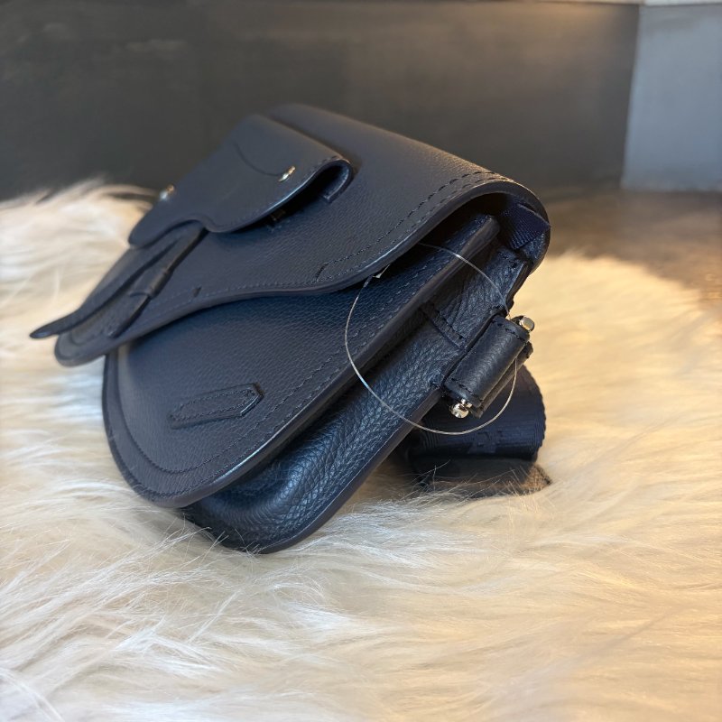DIOR 全皮馬鞍斜背包 深藍-2