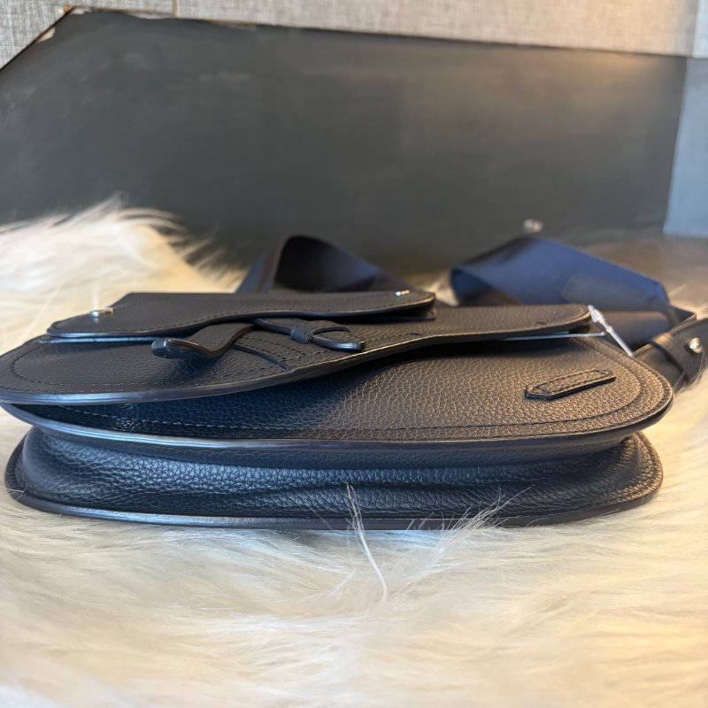 DIOR 全皮馬鞍斜背包 深藍-3
