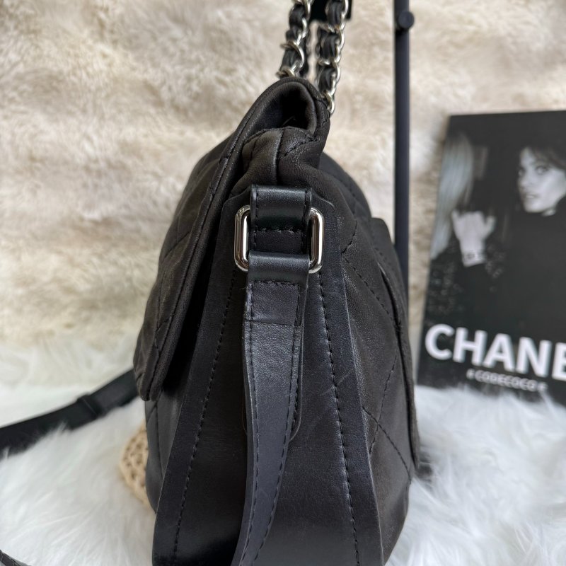 Chanel香奈兒 黑銀雲朵機場包 羊皮-3