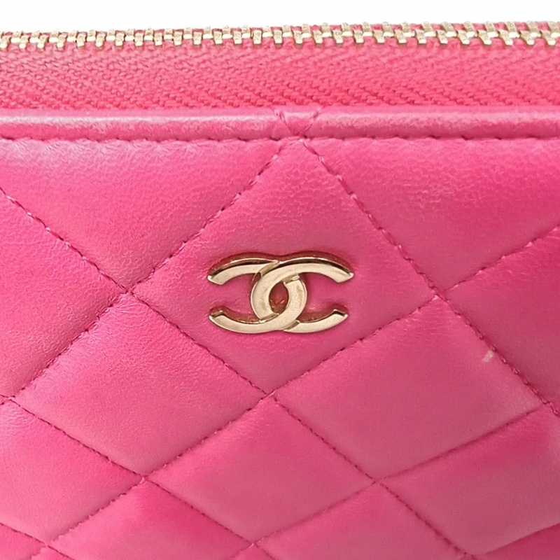 CHANEL CF手拿包大號玫紅羊皮17開金扣-4
