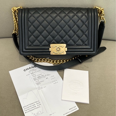 Chanel香奈兒 Leboy黑金中號 羊皮