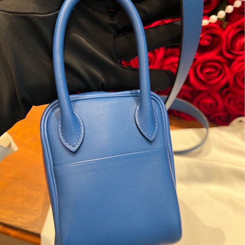 Hermes 愛馬仕minilindy 法國藍銀扣-3