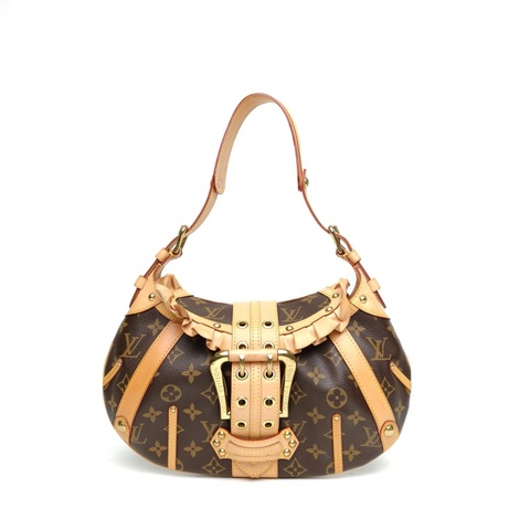 LOUIS VUITTON 老花PVC金扣2004中古荷葉邊餃子包腋下單肩包