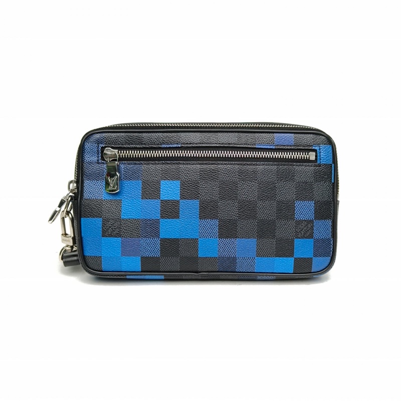 LOUIS VUITTON 藍黑PVC2018馬賽克棋盤格手拿包-2