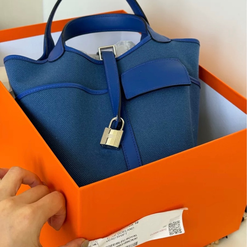Hermes Picotin18 法国蓝菜篮子cargo帆布-7
