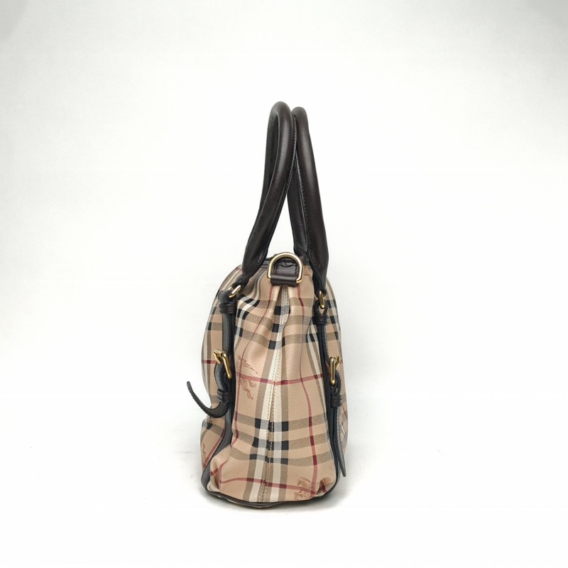 Burberry 巴寶莉格子PVC金扣戰馬格紋單肩手提包-1