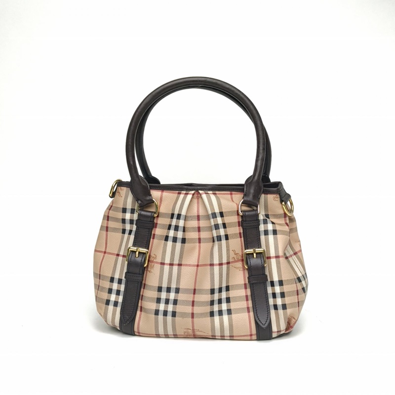 Burberry 巴寶莉格子PVC金扣戰馬格紋單肩手提包-2