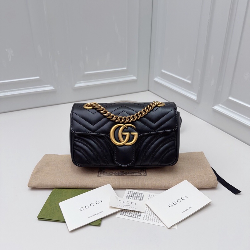 閒置未使用Gucci古馳 黑金馬蒙22-0