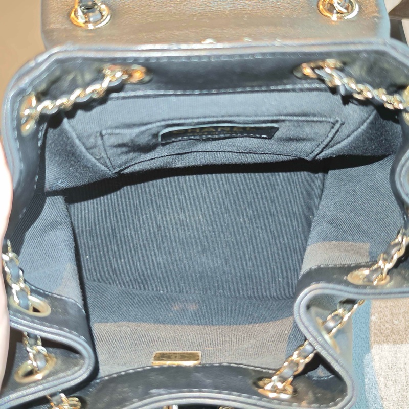Chanel 香奈兒 25A Duma黑金牛皮雙肩包-7