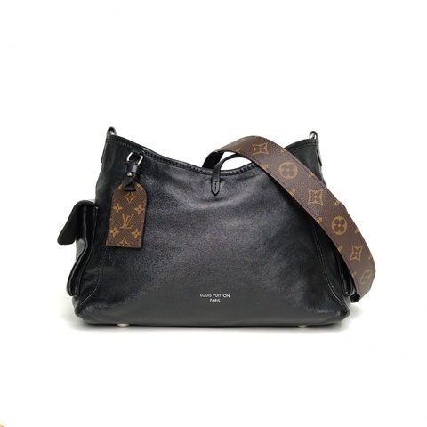 LOUIS VUITTON CARRYALLCargo小號黑色羊皮銀扣肩背包晶片