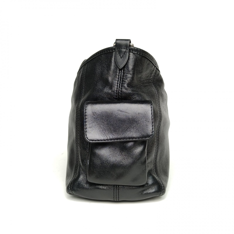 LOUIS VUITTON CARRYALLCargo小號黑色羊皮銀扣肩背包晶片-1