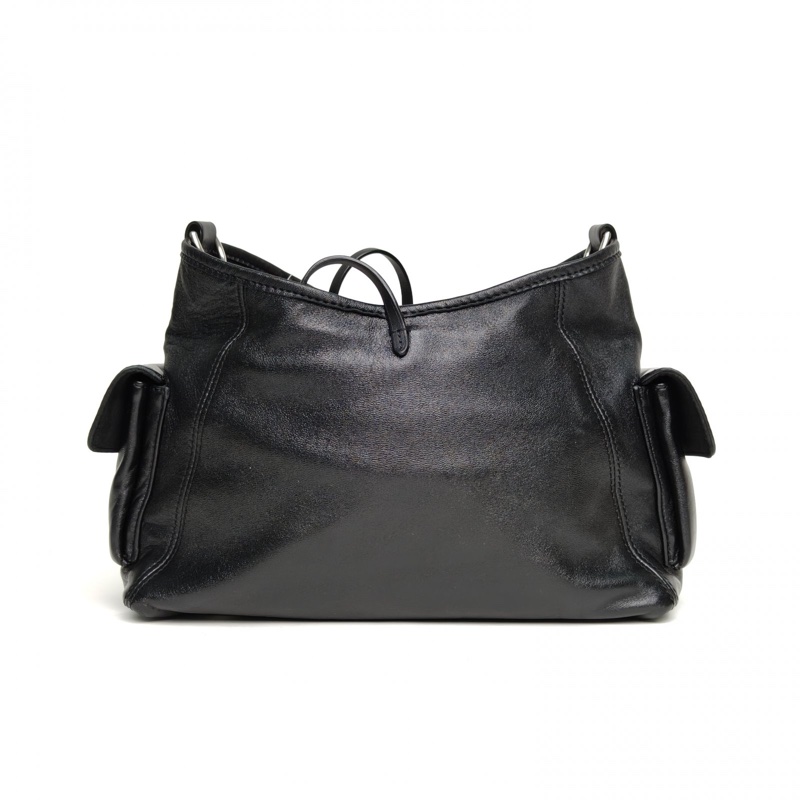 LOUIS VUITTON CARRYALLCargo小號黑色羊皮銀扣肩背包晶片-2