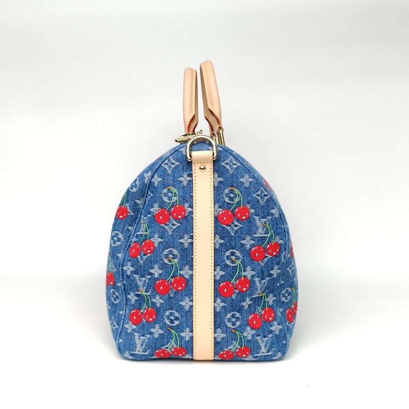 LOUIS VUITTON KEEPALL45老花PVC晶片村上隆聯名櫻桃系列肩背包-1