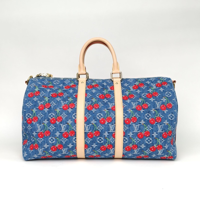 LOUIS VUITTON KEEPALL45老花PVC晶片村上隆聯名櫻桃系列肩背包-2