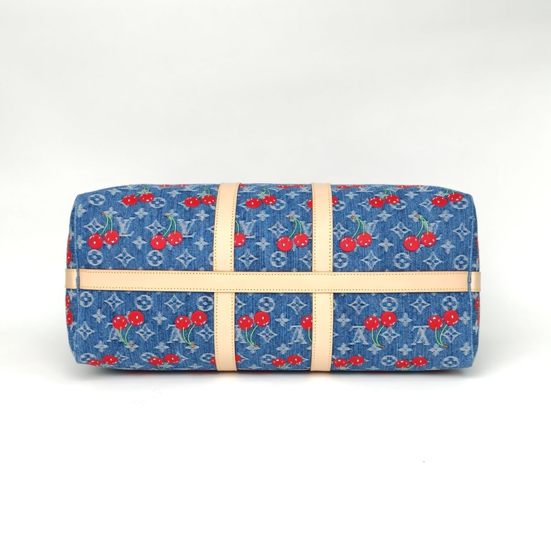 LOUIS VUITTON KEEPALL45老花PVC晶片村上隆聯名櫻桃系列肩背包-3
