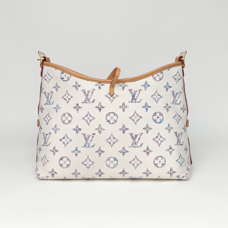 LOUIS VUITTON CARRYALL小號白色帆布金扣晶片航海系列肩背包-2
