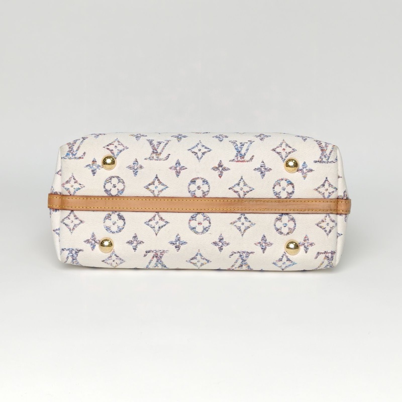 LOUIS VUITTON CARRYALL小號白色帆布金扣晶片航海系列肩背包-3