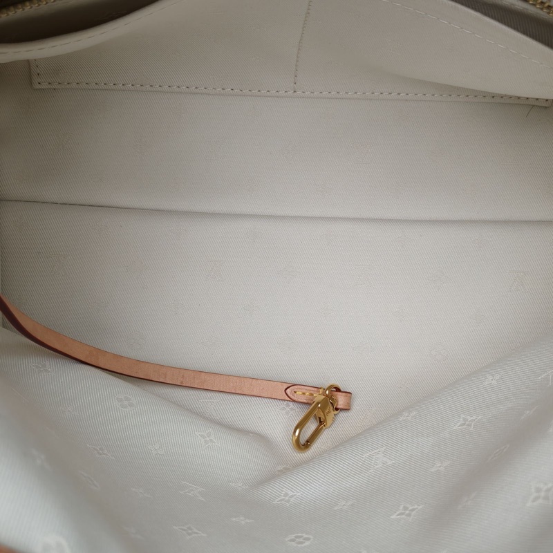 LOUIS VUITTON CARRYALL小號白色帆布金扣晶片航海系列肩背包-5