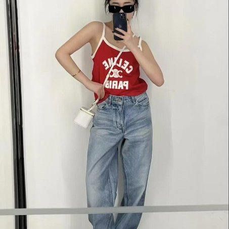 💎Han's house精品服飾💎CELINE 凱旋門 logo 小可愛 T 背心現貨 S ~ M 原價22000-2