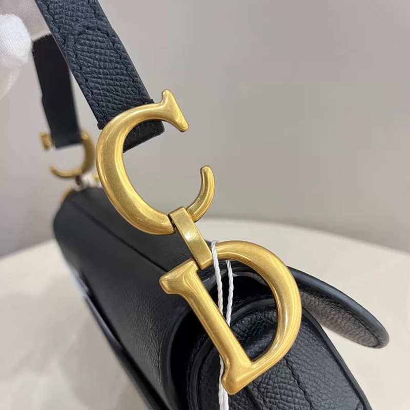 Dior saddle荔枝纹全皮黑金扣马鞍包 medium-2
