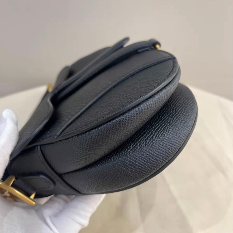 Dior saddle荔枝纹全皮黑金扣马鞍包 medium-5